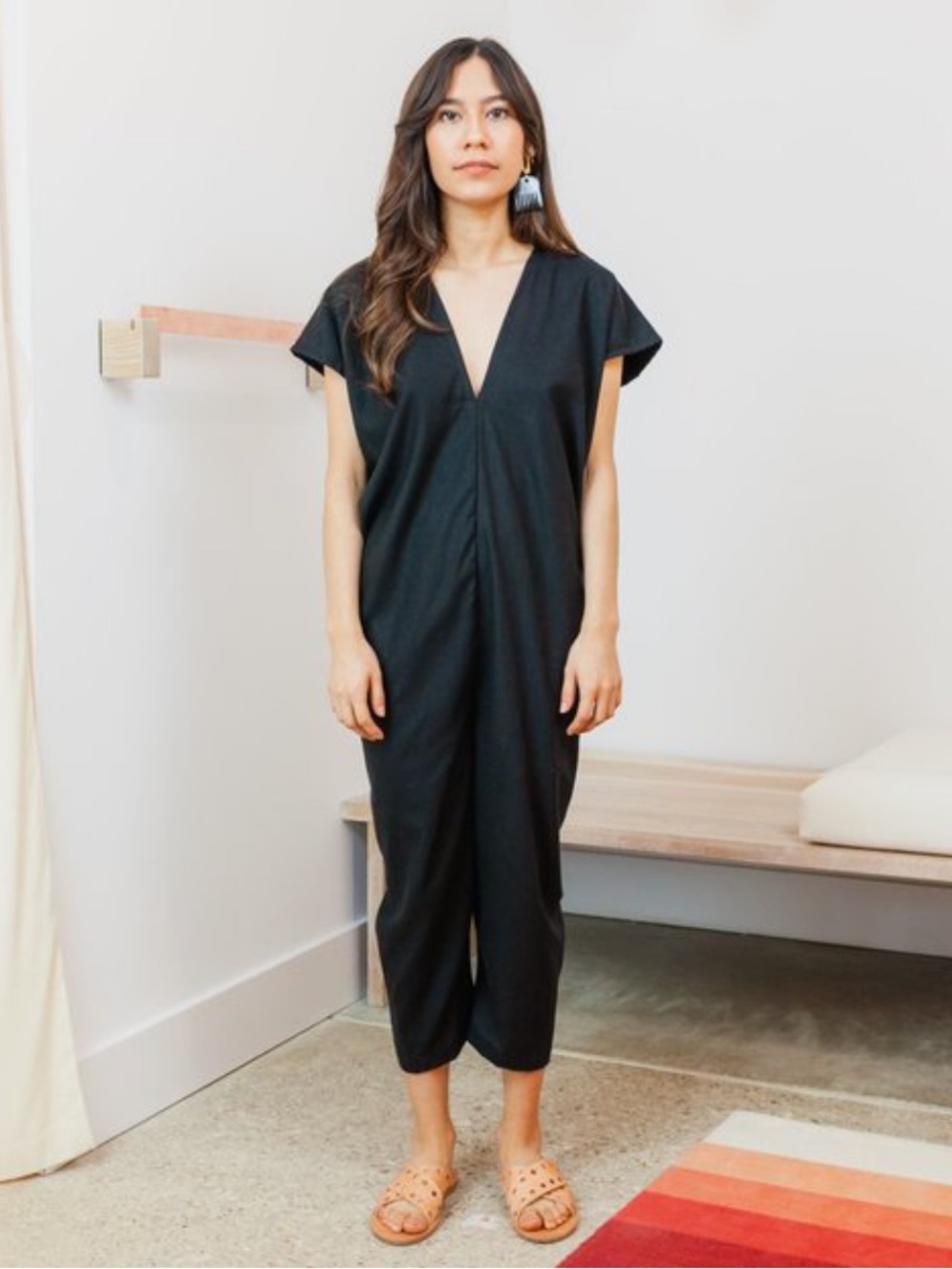 Miranda Bennett Silk Noil Everyday Dress Jumpsuit in Black Sz 3 8-10 M-L